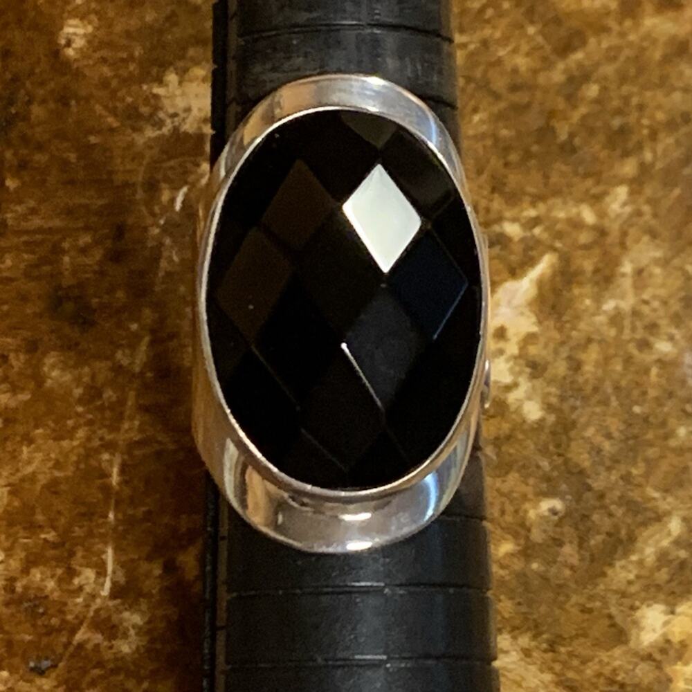 Dominique Dinouart Ring Size 8.5 Sterling Silver & Black Onyx Vintage DDD Mexico
